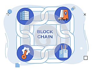 Blockchain industry. Information flows securely through veins blockchain industrys digital ecosystem