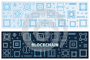 2 Blockchain line concept colorful banners - vector illustration