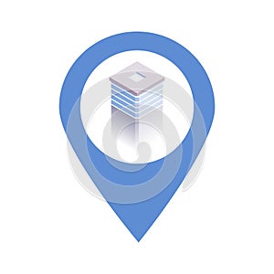 Blockchain location map pin pointer icon. Element of map point for mobile concept and web apps. Icon for website design and app de