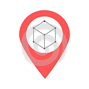 Blockchain location map pin pointer icon. Element of map point for mobile concept and web apps. Icon for website design and app de