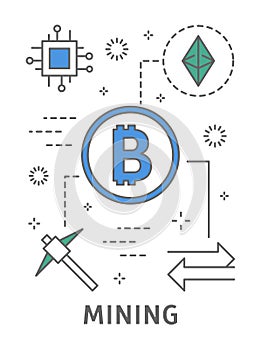 Blockchain mining illustration.