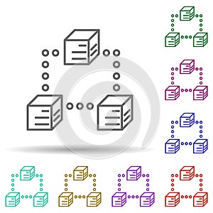 Blockchain multi color icon. Simple thin line, outline vector of bitcoin blockchain icons for ui and ux, website or mobile