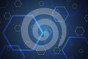 Blockchain network concept , Distributed ledger, computer connection technology, matrix coded background.