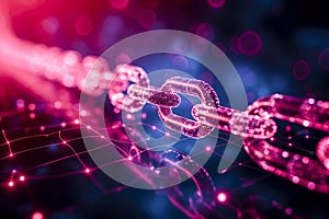 Blockchain network concept , Distributed ledger technology , Block chain text and computer connection. The file is saved