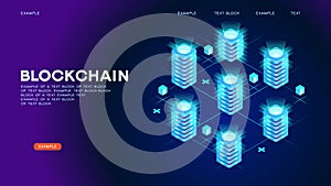Abstract Blockchain isometric concept banner