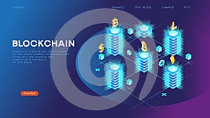 Abstract Blockchain isometric concept banner