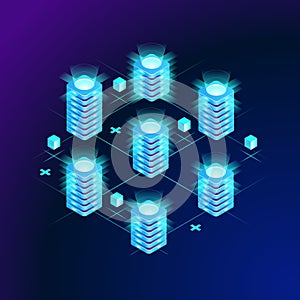 Abstract Blockchain isometric concept banner
