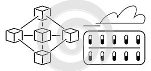 Blockchain Network Connected with Cloud Data Storage Concept