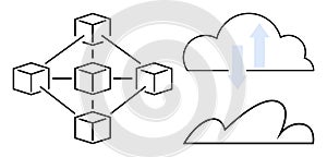 Blockchain Network Connection and Cloud Data Exchange Concept