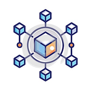 Blockchain Network, Data Distribution, Decentralized System Concept, Data Sharing and Integration