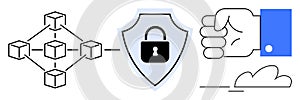 Blockchain Network with Data Security Shield and Cloud Storage Concept