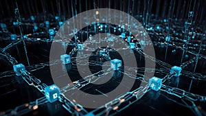 Blockchain Network Featuring Interconnected Blocks and Encrypted Data for Secure Transactions