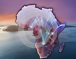 Blockchain network growing across Africas map advancing digital technology in the continent photo