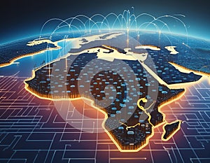 Blockchain network growing across Africas map advancing digital technology in the continent photo