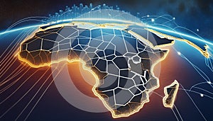 Blockchain network growing across Africas map advancing digital technology in the continent photo