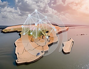 Blockchain network growing across Africas map advancing digital technology in the continent photo