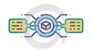 Blockchain Network Icon for Decentralized Data Structure, vector design Generative AI