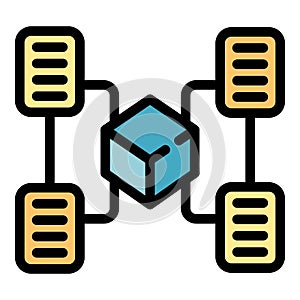 Blockchain network icon color outline vector