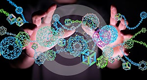 Blockchain technology network connection digital currency cryptocurrency data security iot ai