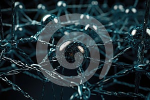 Blockchain Network Macro. Generative AI photo
