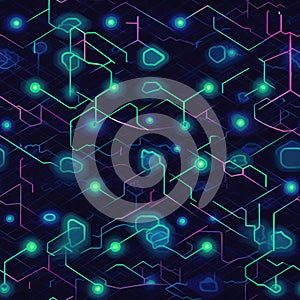 Blockchain Network Macro . Seamless Background. Generative AI