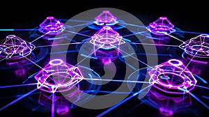 Blockchain Network Nodes: Cyberpunk Tech Connection, Digital Future