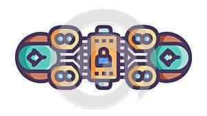 Blockchain Network and Secure Data Exchange Icon, vector design Generative AI
