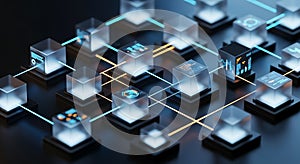 Blockchain technology network data connection digital security cryptocurrency nodes system cloud