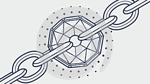 Blockchain Network Technology Connected Chain Security Vector, vector design Generative AI