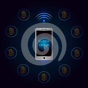 Blockchain network using smartphone banner.