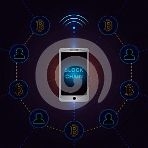 Blockchain network using smartphone banner.
