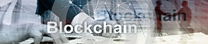 Blockchain revolution, innovation technology in modern business. Website header banner