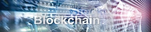 Blockchain revolution, innovation technology in modern business. Website header banner.