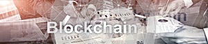 Blockchain revolution, innovation technology in modern business. Website header banner.