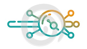 Blockchain Search Icon, Decentralized Data Discovery, vector design Generative AI