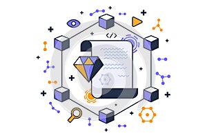 Blockchain smart contract based technology vector