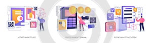Blockchain Tech in Daily Use abstract concept vector illustrations.