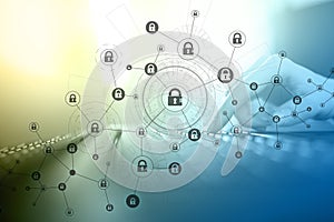 Blockchain technology abstract background. Cryptocurrency, encrypted data, cyber security.