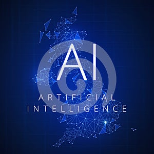 Blockchain technology artificial intelligence concept.