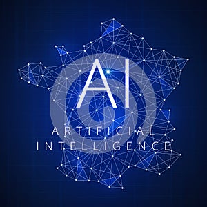 Blockchain technology artificial intelligence concept.