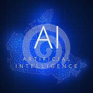 Blockchain technology artificial intelligence concept. photo