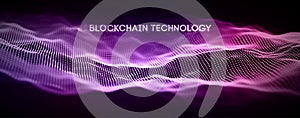 Blockchain technology background. Cryptocurrency fintech block chain network and programming concept. Abstract Segwit.