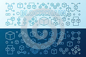 Blockchain technology colorful 2 vector horizontal banners