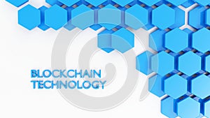 Blockchain technology concept hexagon tiles on white