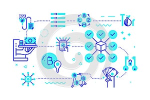 Blockchain technology concept illustration for web banner