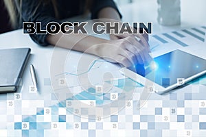 Blockchain technology concept. Internet money transfer. Cryptocurrency.