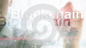 Blockchain technology Concept on server background. Data encryption