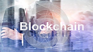 Blockchain technology Concept on server background. Data encryption