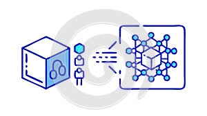 Blockchain technology, data blocks, distributed ledger, digital security, vector design Generative AI