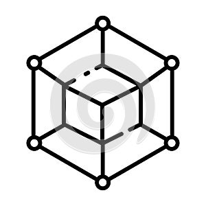 Blockchain Technology and Decentralized Network Line Icon